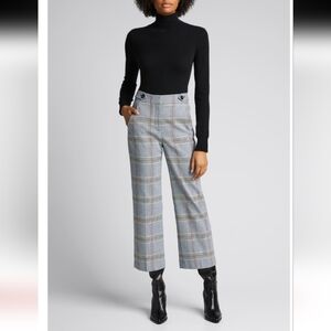 Veronica Beard Black and Gray Plaid Cropped Pants